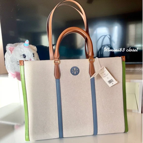 25年★TORY BURCH★BLAKE CANVAS JUMBO TOTE 163097 A4収納可 25年☆TORY BURCH☆BLAKE CANVAS JUMBO TOTE 163097 A4収納可